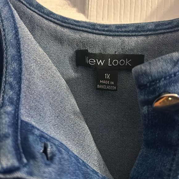 Denim Stretch Front Button Sheath Dress Plus Size - Picture 7 of 9